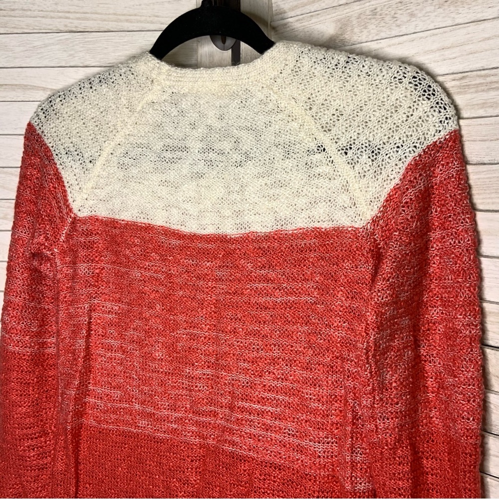 Cloud Chaser Color Block Cream and Pink Acrylic Knit V Neck Sweater - Picture 6 of 11
